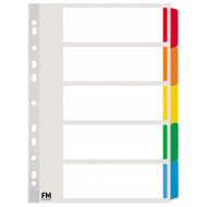 FM Indices A4 5 Tab Coloured Reinforced Cardboard  FM Indices A4 5 Tab Coloured Reinforced Cardboard