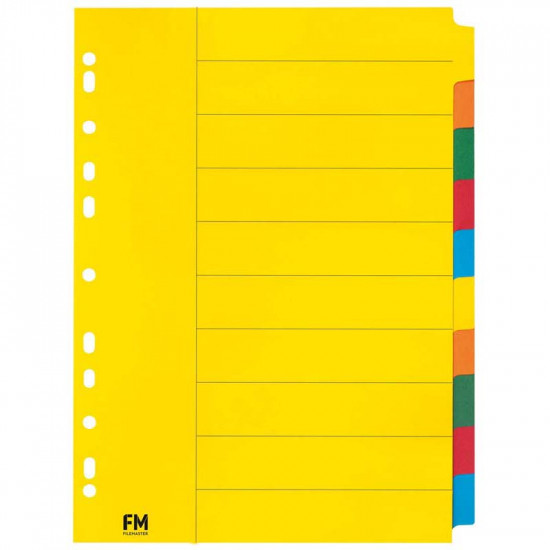 FM Indices A4 10 Tab Coloured Cardboard FM Indices A4 10 Tab Coloured Cardboard