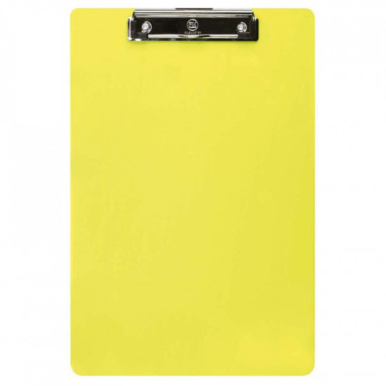 FM Clipboard Neon Yellow Foolscap Transparent Plastic with Rubber Softened Clip FM Clipboard Neon Yellow Foolscap Transparent Plastic with Rubber Softened Clip