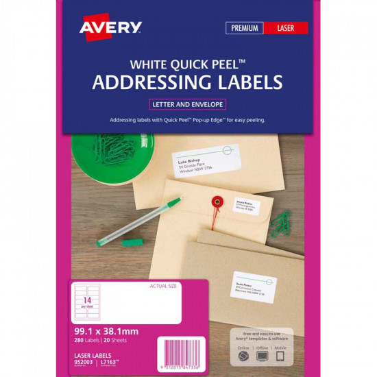 Avery Label L716320 20 Sheets Laser