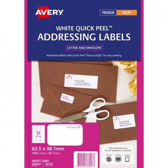 Avery Label J8160-50 Inkjet 50 Sheets Avery Label J8160-50 Inkjet 50 Sheets