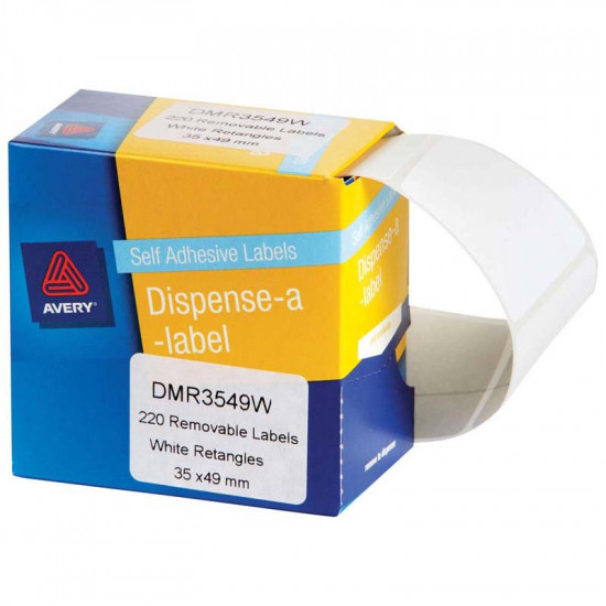 Avery Label Dispenser Dmr3549w 35x49mm White 220 Pack  Avery Label Dispenser Dmr3549w 35x49mm White 220 Pack
