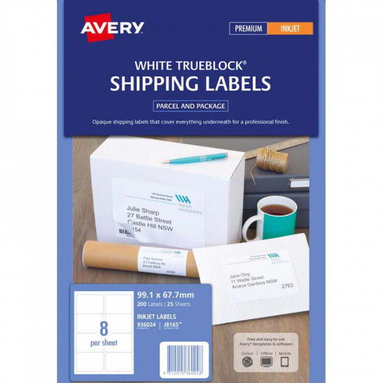 Avery Label J816525 Inkjet 25 Sheets