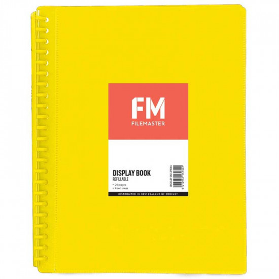 FM Display Book Yellow Insert Cover 20 Pocket Refillable  FM Display Book Yellow Insert Cover 20 Pocket Refillable