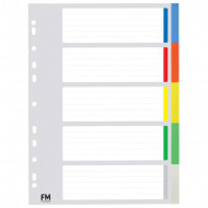 FM Indices A4 5 Tab Coloured Polyprop 