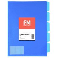 FM Pocket L Shape 5 Tab A4 Blue 5 Pack  FM Pocket L Shape 5 Tab A4 Blue 5 Pack