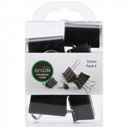 Dixon Foldback Clips 32mm Pack 6 