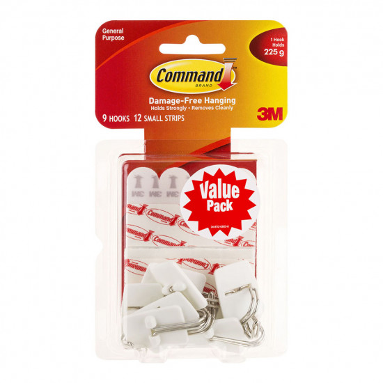Command Hook 17067 Small White Wire Utensil Value Pk/9 Command Hook 17067 Small White Wire Utensil Value Pk/9