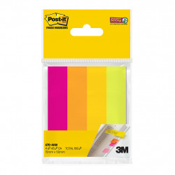 Post-it Super Sticky Page Markers 670-4AN Assorted Neon  15mm x 50mm 45 sheet pads Pkt/4