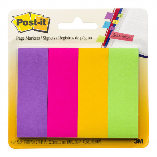 Post-it Page Markers 671-4AU Jaipur Collection 25x76mm 100 Sheet Pads, Pack of 4 Post-it Page Markers 671-4AU Jaipur Collection 25x76mm 100 Sheet Pads, Pack of 4