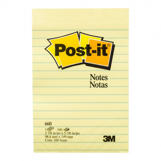 Post-it Notes Yellow 660 Lined 101x152mm 100 sheet pad Post-it Notes Yellow 660 Lined 101x152mm 100 sheet pad