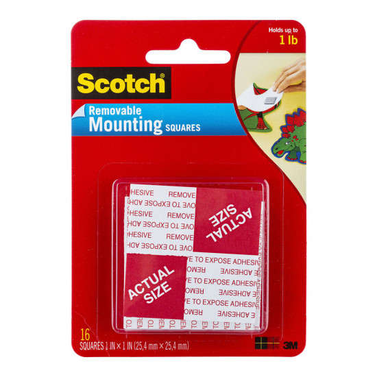 Scotch Mounting Squares Removable 108 25.4x5.4mm Pkt/16 Scotch Mounting Squares Removable 108 25.4x5.4mm Pkt/16