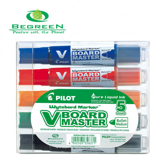 Pilot Marker V Whiteboard Bullet Medium Tip 5 Colour Pack (WBMA-VBM-MS-5BG) Pilot Marker V Whiteboard Bullet Medium Tip 5 Colour Pack (WBMA-VBM-MS-5BG)