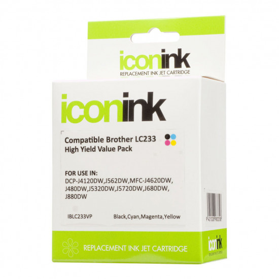 Icon Compatible Brother LC233 B/C/M/Y Value Pack (500 A4 pages each) Icon Compatible Brother LC233 B/C/M/Y Value Pack (500 A4 pages each)